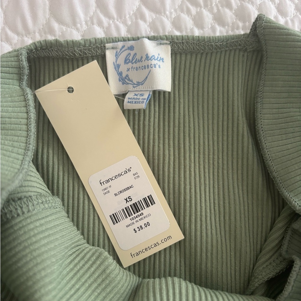 Francesca's Collections Green Ribbed Bodysuit